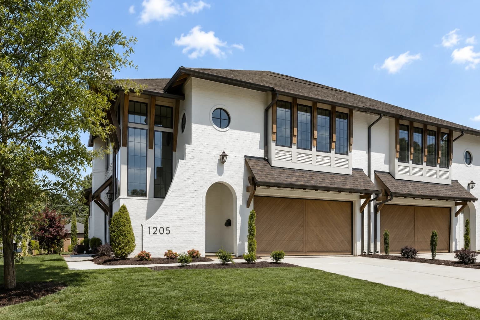 Front exterior of the completed custom home at 1205 Jersey Ln in Charlotte.
