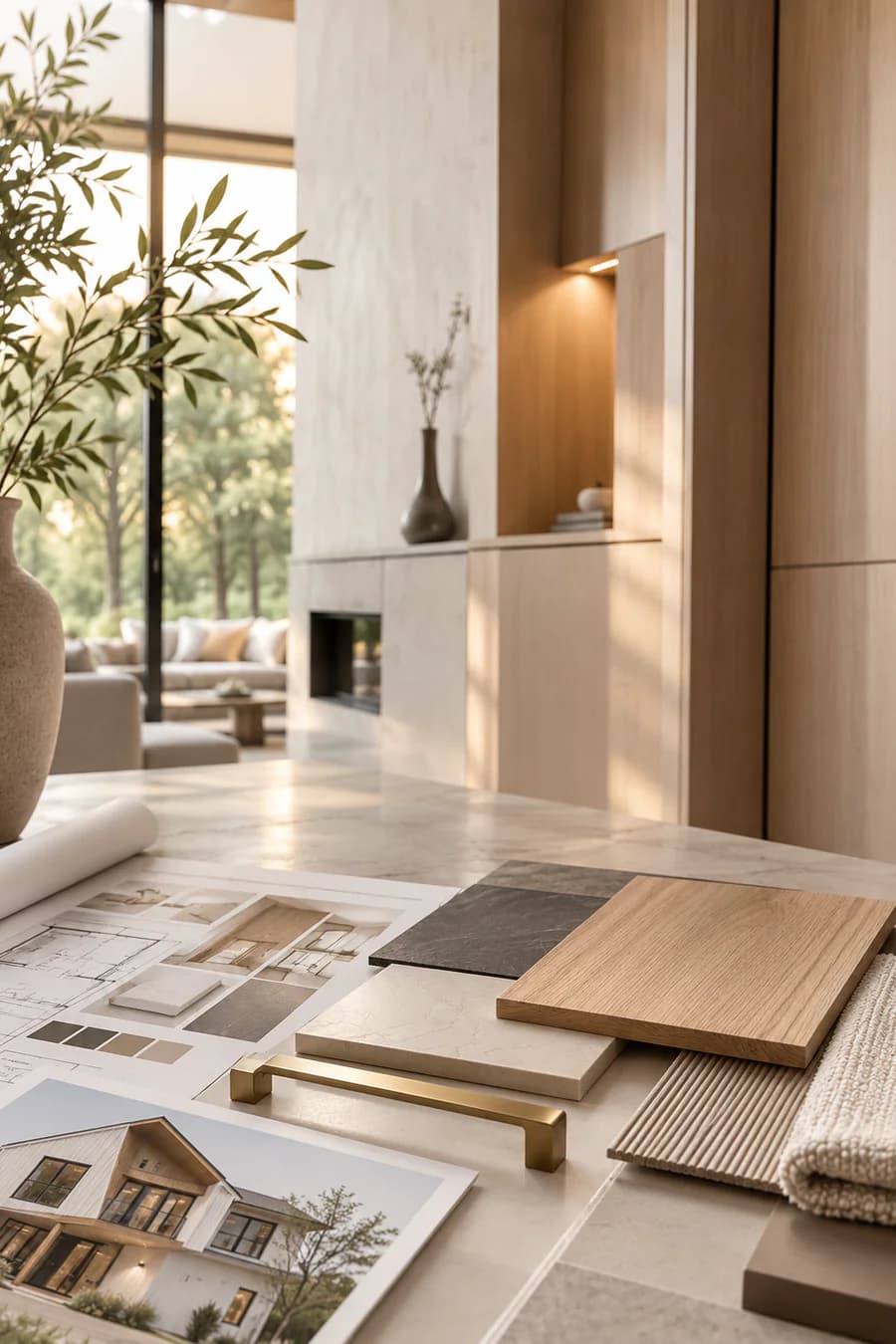 Veined stone selected as part of a refined DELLA material palette.