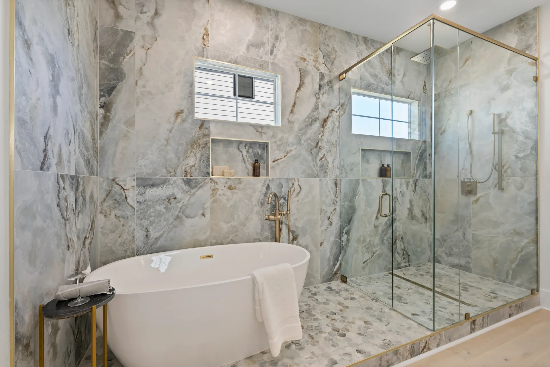 Bathroom with a freestanding tub at 563 Lyttleton Dr.